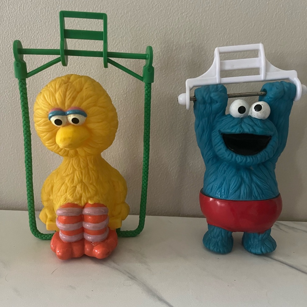 VTG Sesame Street Big Bird and Cookie Monster Swing Toys